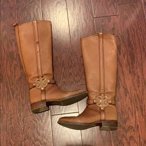 Authentic Tory Burch Almond Amanda Riding Boot